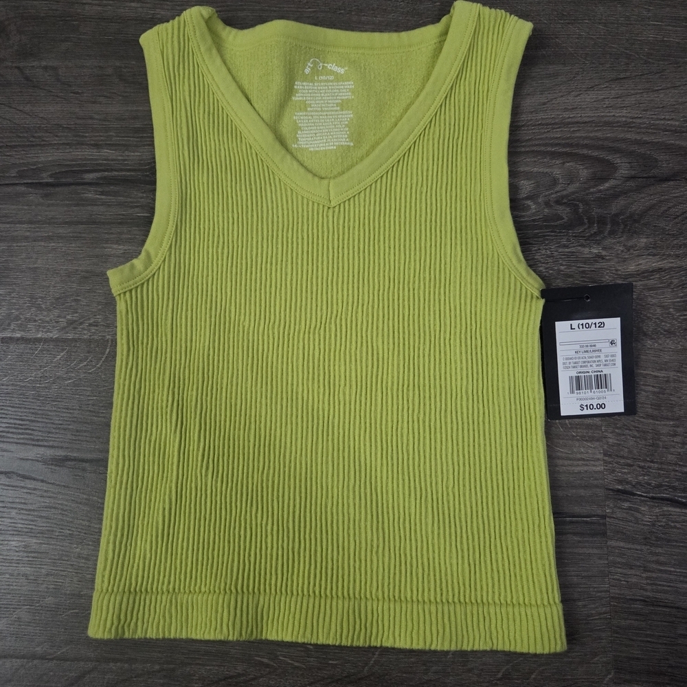 Art Class Girls Cropped Ribbed Tank Top Size L 10/12 NWT